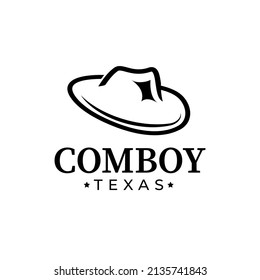 Ilustración vectorial del diseño del logotipo del sombrero de vaquero icono de clip minimalista