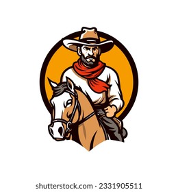 Vector illustration of a cowboy with a horse