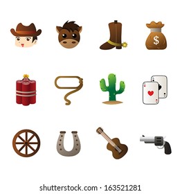 A vector illustration of cowboy icon sets