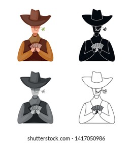 Vector illustration of cowboy and man logo. Collection of cowboy and hunter vector icon for stock.