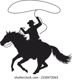 a vector illustration of a cowboy riding a horse