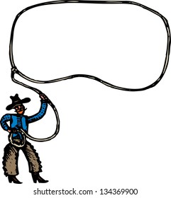 Vector illustration of Cowboy with Rope Lasso