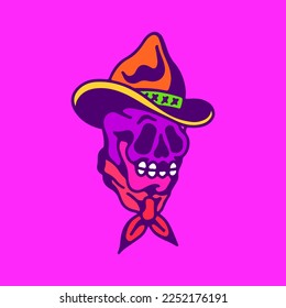 Vektorgrafik des Cowboy-Schädelkonzepts