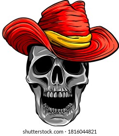 Vector illustration of Cowboy skull with hat