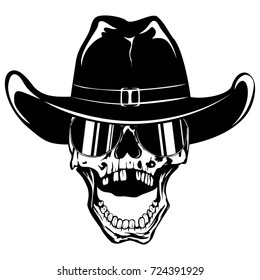 Vector Illustration Cowboy Skull Sunglasses Hat Stock Vector (Royalty ...