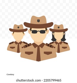 Vector Illustration Of Cowboy Team Avatar In Color On A Transparent Background (PNG). EPS Vector