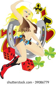 Vector illustration for cowgirl isolated on a white background