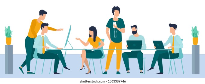 Vector Illustration Coworkers Communicating Office Man Stock Vector ...