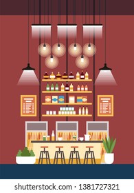 Vector Illustration Coworking Lounge Area Cartoon. Open Zone Refrigerators and Drinks. Atmosphere Friendly, Cozy and Homely, Nothing around Like an Office. Vending Machine with Snacks.