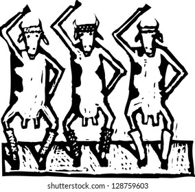 Vector illustration of cows at aerobic class