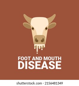 Vector illustration, cow's head with foaming mouth, as a sign of foot and mouth disease.