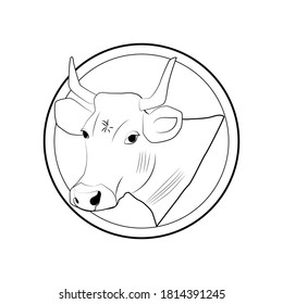 Vector illustration of a cow's head on a white background