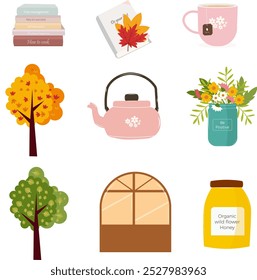  Vector illustration of cozy autumn elements 