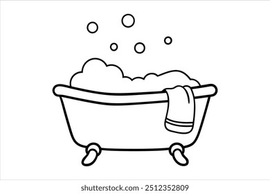 Vector Illustration of a Cozy Bathtub Silhouette for Serenity