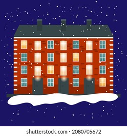 Vector illustration of  a cozy brick house