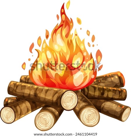Vector illustration of a cozy, crackling campfire.