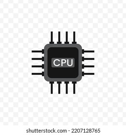 Ilustración vectorial del símbolo y el símbolo del icono de la CPU. iconos coloreados para el diseño de sitios web .Diseño simple sobre fondo transparente (PNG).