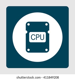 Vector illustration of CPU sign icon on blue background.