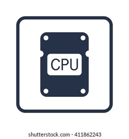 Vector illustration of CPU sign icon on blue round background.
