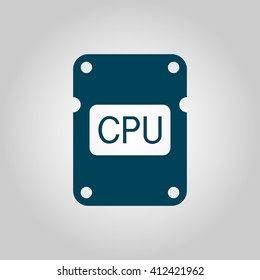 Vector illustration of CPU sign icon on grey background.