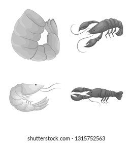 Vector illustration of crab and appetizer logo. Collection of crab and sea stock symbol for web.