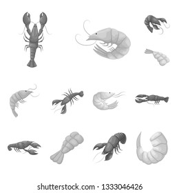 Vector illustration of crab and appetizer sign. Set of crab and sea vector icon for stock.