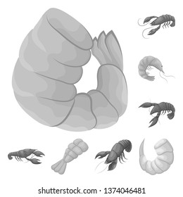 Vector illustration of crab and appetizer symbol. Set of crab and sea stock vector illustration.