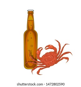 Vector illustration with crab and beer