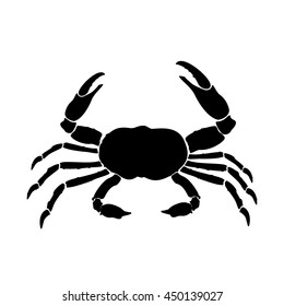 Vector illustration crab black silhouette. Crab icon. Seafood shop logo branding template for craft food packaging or restaurant design.