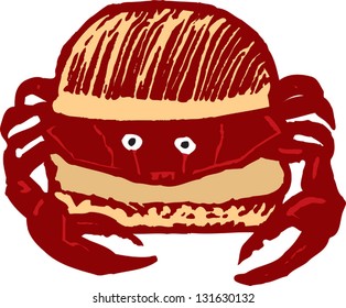 Vector illustration of crab burger