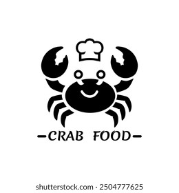 Vector illustration of crab and chef hat isolated on white background. Suitable for seafood restaurant logo