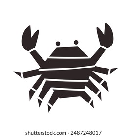 Vector illustration with crab icon on white background.
