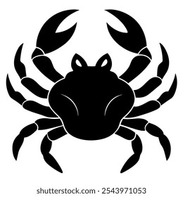 Vector illustration of a crab icon silhouette with white background.