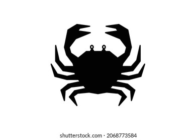 vector illustration of crab logo with solid black color, simple crab illustration mascot icon