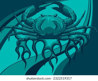 vector illustration of crab on colored background