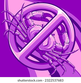 vector illustration of crab on colored background