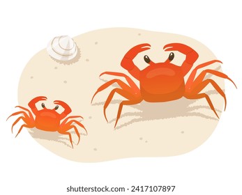Ilustración vectorial del padre y del niño cangrejo