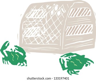 Vector illustration of crab pot