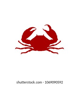 Vector illustration crab red silhouette. Crab icon. Seafood shop logo branding template for craft food packaging or restaurant design.