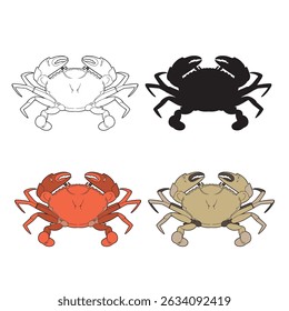 ilustração vetorial de caranguejo em várias aparências