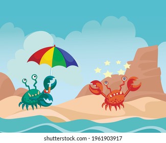 Vektorgrafik von Krabben in der Sonne