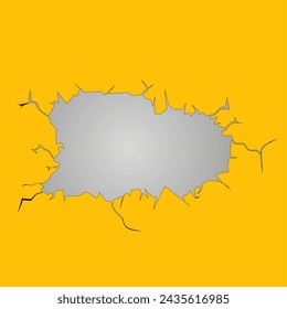 vector illustration of a crack in an orange painted wall