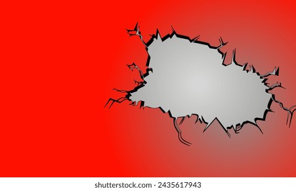 vector illustration of a crack in a red painted wall