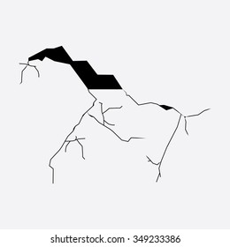 Vector illustration crack in wall. Broken wall. Hole in the wall