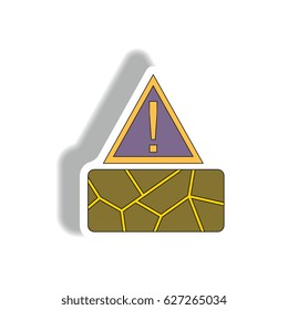 Vector illustration of cracked earth exclamation sign