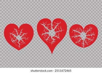 Ilustración vectorial de la forma de amor agrietada
