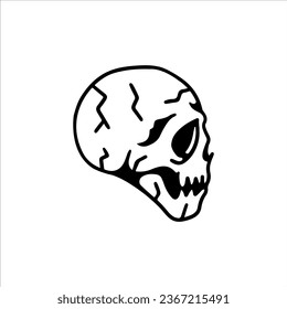 vector illustration of cracked skull