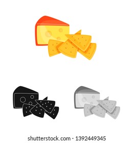 Vector illustration of cracker and appetizer  sign. Collection of cracker and lactic stock symbol for web.