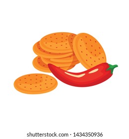 Vector illustration of cracker and cookie sign. Set of cracker and red stock vector illustration.