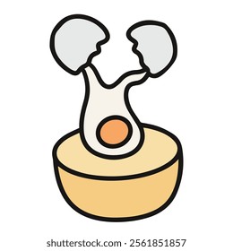vector illustration of cracking egg on the bowl, suited for cooking or baking illustration